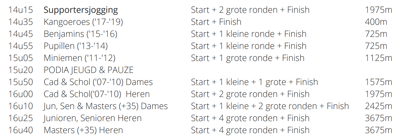 tijdschema 2023